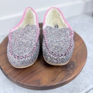 Lands' End Women's Glitter Slippers‎ - Pink and Silver